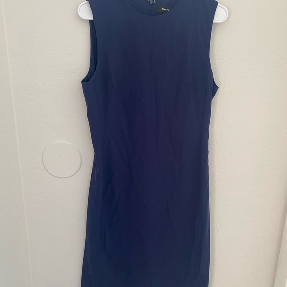 Theory Dresses & Skirts - Theory Blue Sheath Mini Dress Mock Neck Sleeveless